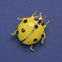 Ladybird Brooch Yellow Enamel Black Rhinestones Metal 29x27mm+