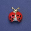 Ladybird Brooch Red Enamel Black Rhinestones with Pearl Gold-Coloured Metal 23x21mm+