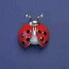 Ladybird Brooch Red Enamel Black Rhinestones with Pearl Silver-Coloured Metal 23x21mm+
