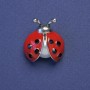Ladybird Brooch Red Enamel Black Rhinestones with Pearl Silver-Coloured Metal 23x21mm+