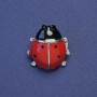 Ladybird Brooch Red Black Enamel Black Rhinestones Silver-Coloured Metal 21x19mm+