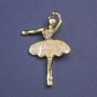 Ballerina Brooch-Pendant Abalone Rhinestones Petrol Gold-Coloured Metal 30x43mm+