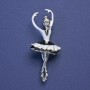 Ballerina Brooch-Pendant, Black & White Enamel, Silver-Tone Metal, 24x58mm+