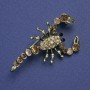 Scorpion Brooch, Gold Rhinestones & Petrol Sheen, Gold-Tone Metal, 47x25mm +