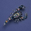 Scorpion Brooch, Blue & Petrol Rhinestones, Silver-Tone Metal, 47x25mm +