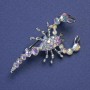 Scorpion Brooch, Petrol Rhinestones, Silver-Tone Metal, 47x25mm +