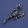 Scorpion Brooch, Black Rhinestones, Silver-Tone Metal, 47x25mm +