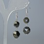 Golden Sheen Obsidian Earrings, Natural Stone Faceted, 10x9mm & 12x11mm+- Diameter, 4cm+- Length, Hook Wire