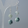 Moss Agate Earrings, Natural Stone Faceted, 10x9mm & 12x11mm+- Diameter, 4cm+- Length, Hook Wire