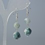 Moss Agate Earrings, Natural Stone Faceted, 10x9mm & 12x11mm+- Diameter, 4cm+- Length, Hook Wire