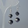 Aventurine Earrings "Blue Sand — Cairo Night", Faceted, 10x9mm & 12x11mm+- Diameter, 4cm+- Length, Hook Wire