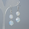 Moonstone Earrings, Faceted, 10x9mm & 12x11mm+- Diameter, 4cm+- Length, Hook Wire