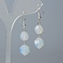 Moonstone Earrings, Faceted, 10x9mm & 12x11mm+- Diameter, 4cm+- Length, Hook Wire