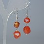 Carnelian Earrings, Natural Stone Faceted, 10x9mm & 12x11mm+- Diameter, 4cm+- Length, Hook Wire