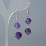Amethyst Earrings, Natural Stone Faceted, 9x8mm+- Diameter, 4cm+- Length, Hook Wire