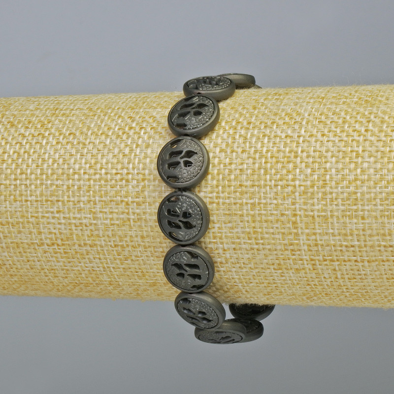 Hematite Bracelet, Matte Black Colour, Diameter 12x4.5mm+-, Length 18cm+- (Stretch)