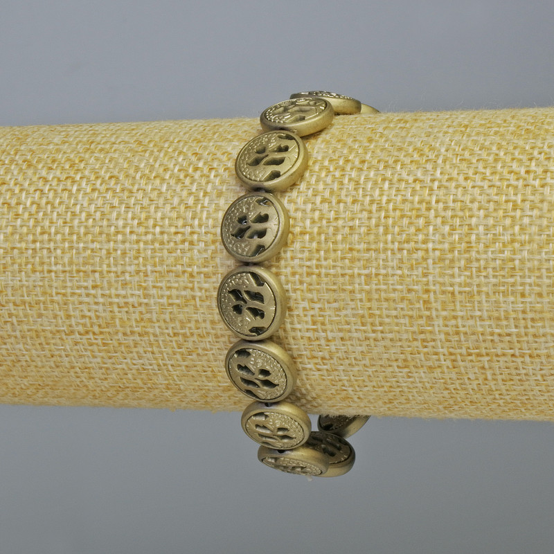 Hematite Bracelet, Matte Light Gold Colour, Diameter 12x4.5mm+-, Length 18cm+- (Stretch)