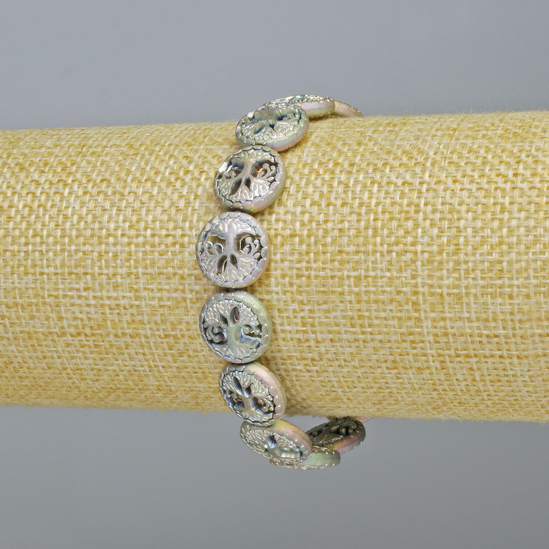 Hematite Bracelet "Tree", Matte Chameleon Colour, Diameter 12.5x4.5mm+-, Length 18cm+- (Stretch)