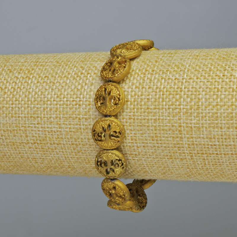 Hematite Bracelet "Tree", Matte Golden Colour, Diameter 12x4.5mm+-, Length 18cm+- (Stretch)