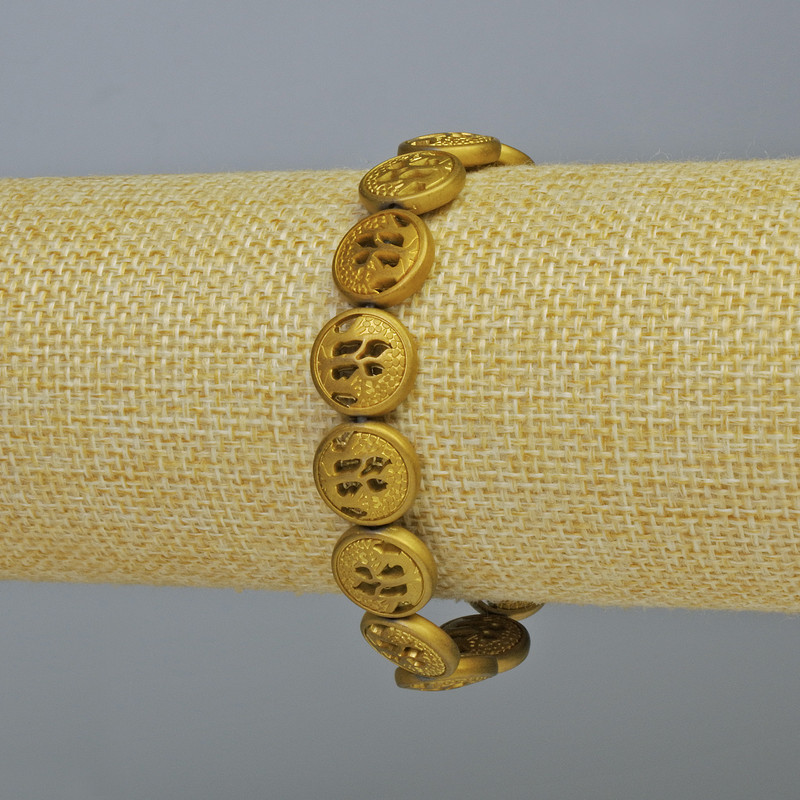 Hematite Bracelet "Tree", Matte Golden Colour, Diameter 12x4.5mm+-, Length 18cm+- (Stretch)