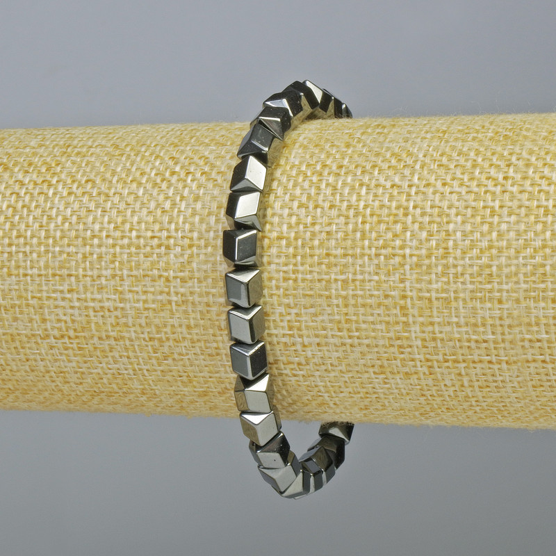 Hematite Bracelet, Hexagon Zigzag, Black Colour, Diameter 6x6mm+-, Length 18cm+- (Stretch)