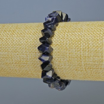 Bracelet Sodalite natural stone faceted rondelle, diameter 10.5×6.5mm, length 18cm ± (stretch)