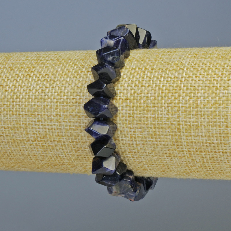 Bracelet Sodalite natural stone faceted rondelle, diameter 10.5×6.5mm, length 18cm ± (stretch)