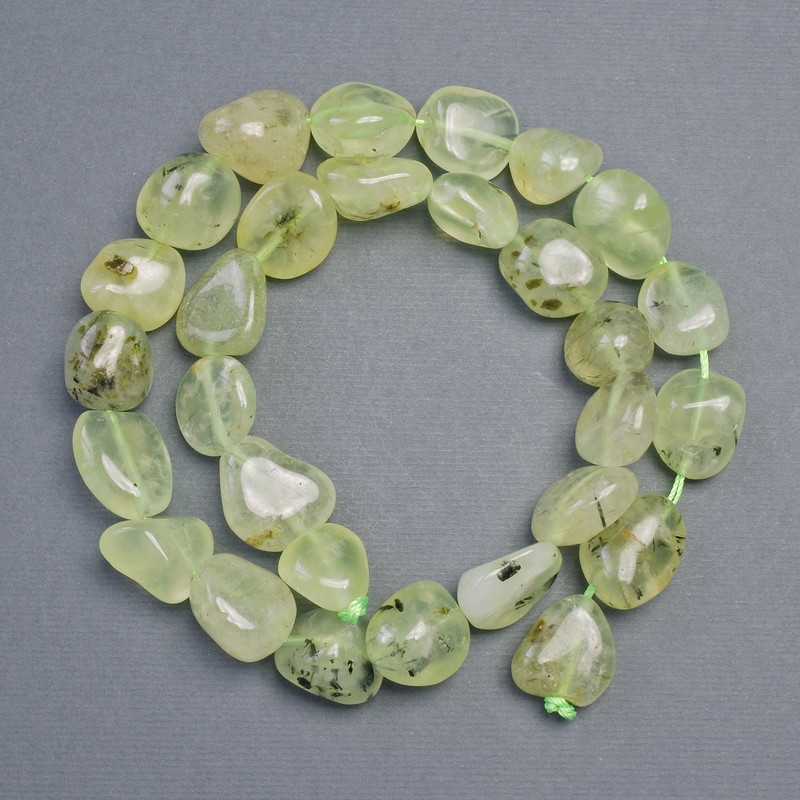 Natural Prehnite Stone Tumbled Beads, diameter 14x12-12x10mm+-, length 38cm+