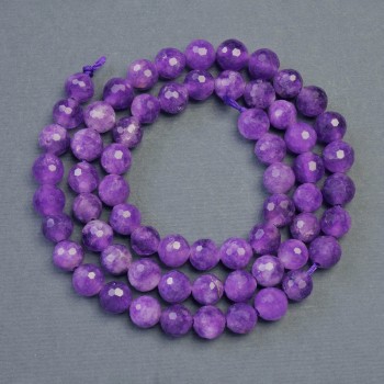 Natural Sugilite Stone Beads Faceted Round, diameter 6mm+-, length 37cm+