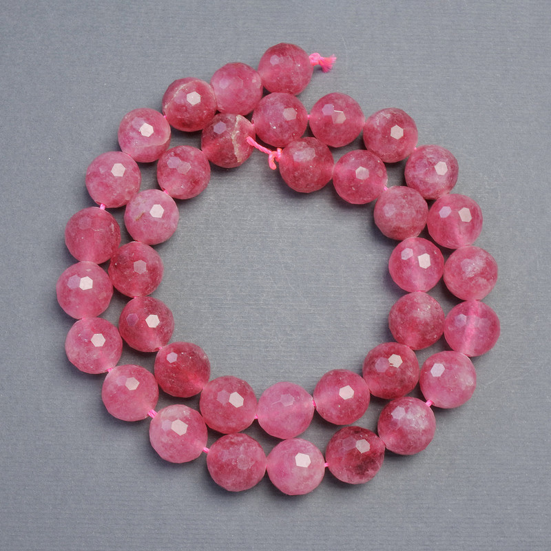 Natural Tourmaline Stone Beads Faceted Round, diameter 10mm+-, length 38cm+