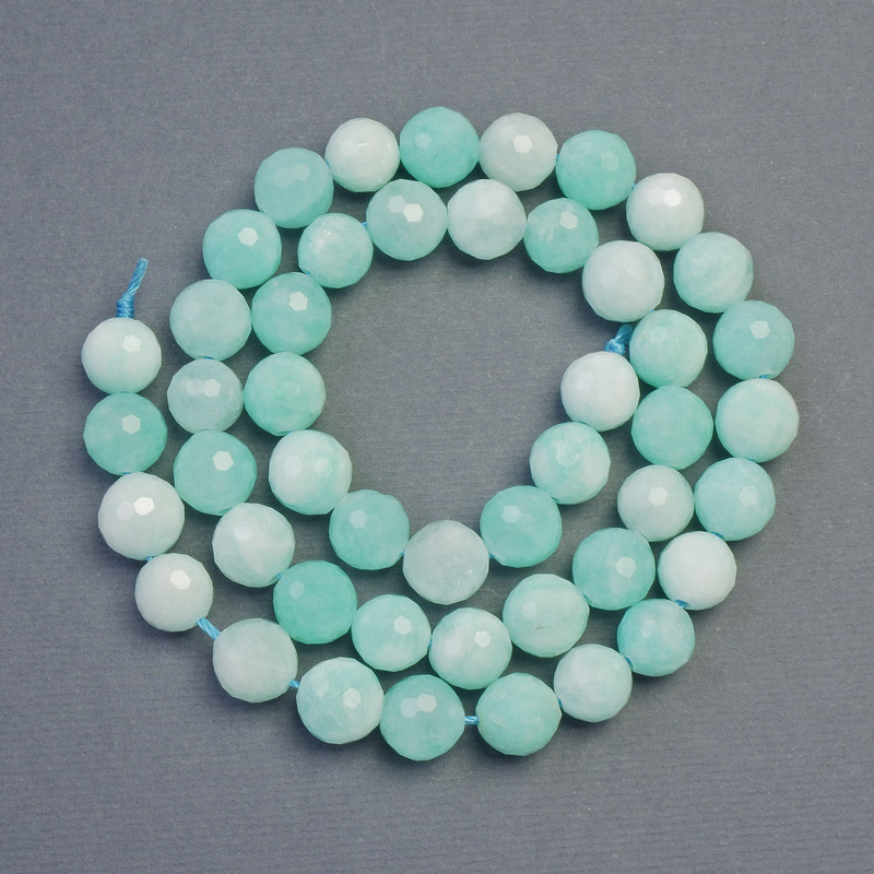 Natural Angelite Stone Beads, faceted round, diameter 8mm+-, length 37cm+
