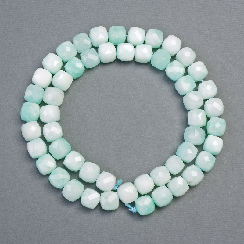 Natural Angelite Beads, Faceted Cube, 7x7mm+- Diameter, 37cm+ Length