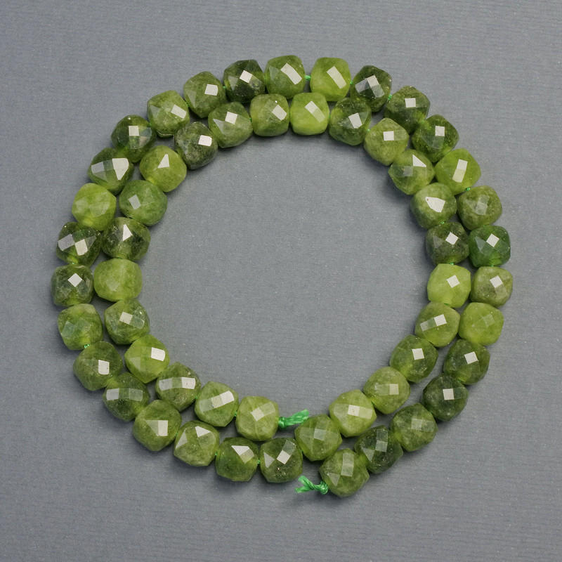 Natural Jadeite Beads, Faceted Cube, 5x5mm+- Diameter, 37cm+ Length
