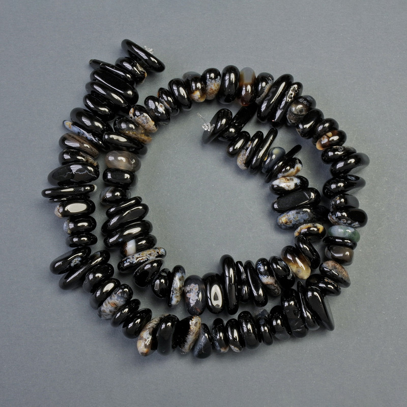 Agate Natural Stone Chip Beads, diameter 8x16mm+-, length 40cm+- on fishing line