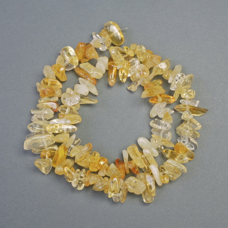 Citrine Natural Stone Chip Beads, diameter 14x6mm+-, length 40cm+- on fishing line