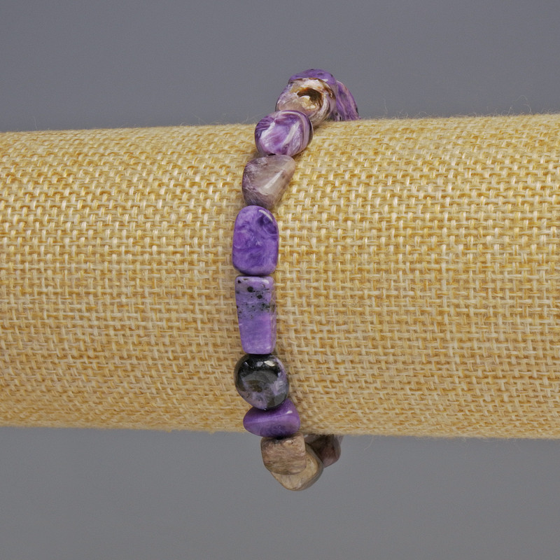 Charoite Natural Stone Bracelet, Tumbled, Diameter 8x8x5mm+/-, Length 18cm+/- Stretch