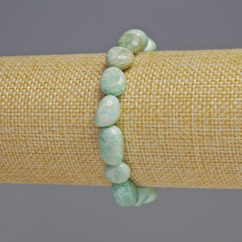 Bracelet Amazonite natural stone faceted, diameter 10x12x5mm+-, length 18cm+- elastic