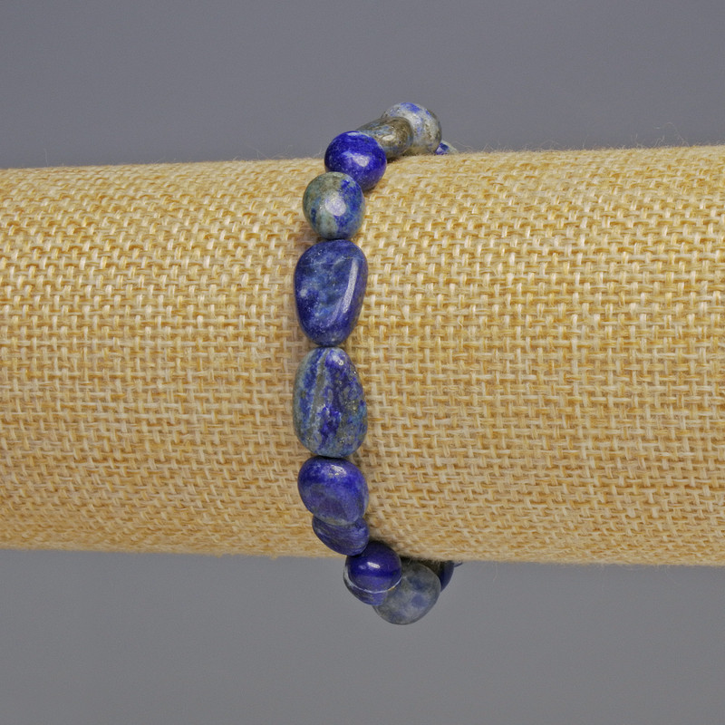 Lapis Lazuli Natural Stone Bracelet, Tumbled, Diameter 8x10x5mm+/-, Length 18cm+/- Stretch