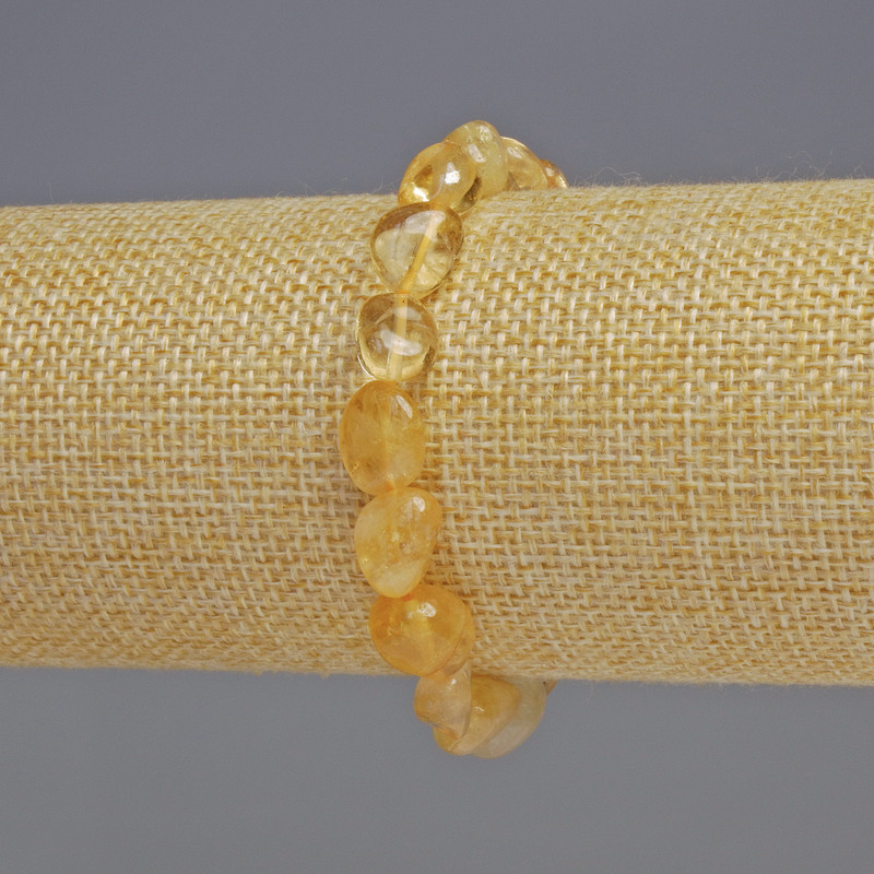 Citrine Natural Stone Bracelet, Tumbled, Diameter 8x8x5mm+/-, Length 18cm+/- Stretch