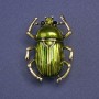 Scarab Beetle Brooch Green Enamel Gold Metal Colour 24x33mm+