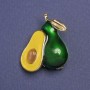 Avocado Brooch-Pendant Green Yellow Enamel Gold Metal Colour 30x23mm+