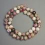 Pink Tourmaline Beads on Thread, Natural Stone, Smooth Round, Diameter 8mm+-, Length 40cm+