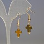 Hematite Gold Cross Earrings, diameter 8x10mm+/-, length 3cm