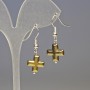 Hematite Cross Earrings, Bronze, diameter 13x13mm+-, length 3.2cm
