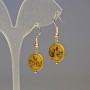 Hematite Assorted Tree Earrings, Gold, diameter 12x4mm+-, length 3.2cm