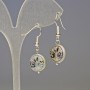 Hematite & Wood Earrings, Light Blue & Silver, Diameter 12x4mm+-, Length 3.2cm