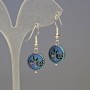Hematite & Wood Earrings, Blue, Diameter 12x4mm+-, Length 3.2cm