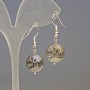 Hematite & Wood Earrings, Silver, Diameter 12x4mm+-, Length 3.2cm
