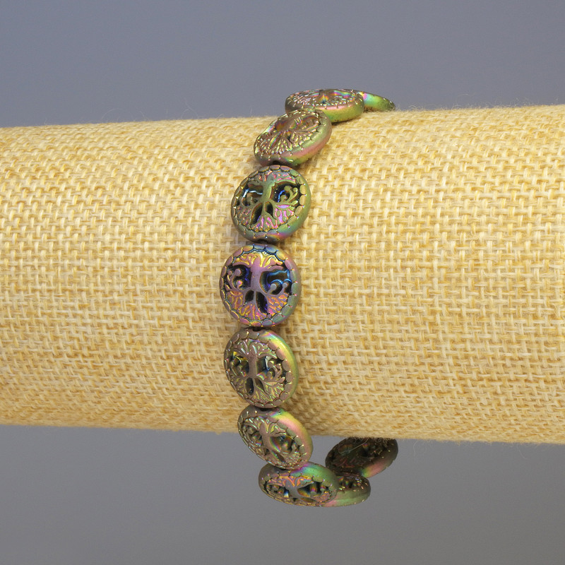 Hematite & Wood Bracelet, Multicolour, Diameter 12x4mm+-, Length 18cm+- Stretch