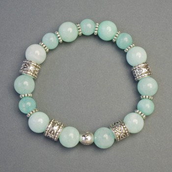 Amazonite Bracelet with Inserts, diameter 10 and 8mm+-, length 18cm+- stretch